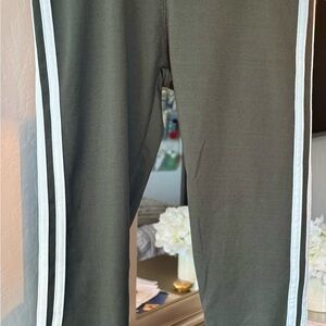 Olive Green Track Pants with White Stripes